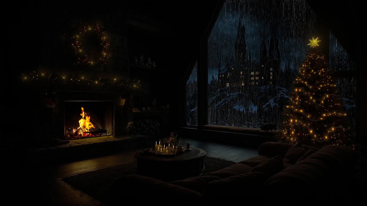 Fall Asleep Instantly in 3 Minutes☔Cozy Christmas Castle Ambience | Rain & Fireplace Sounds (No Ads)