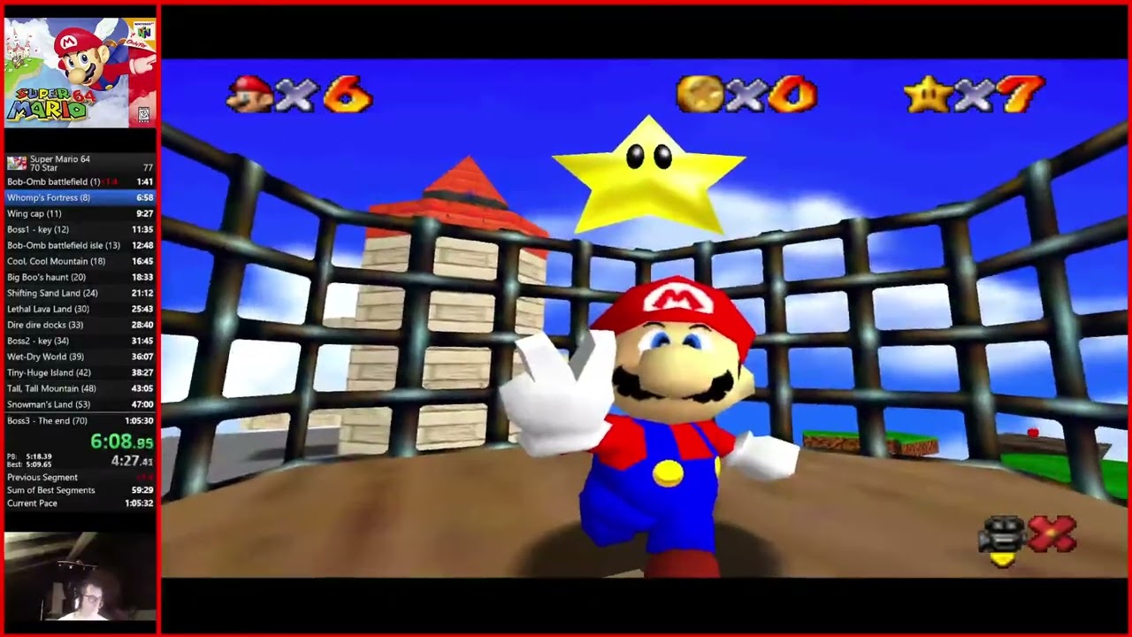 Super Mario 64 70 stars 1:03:43