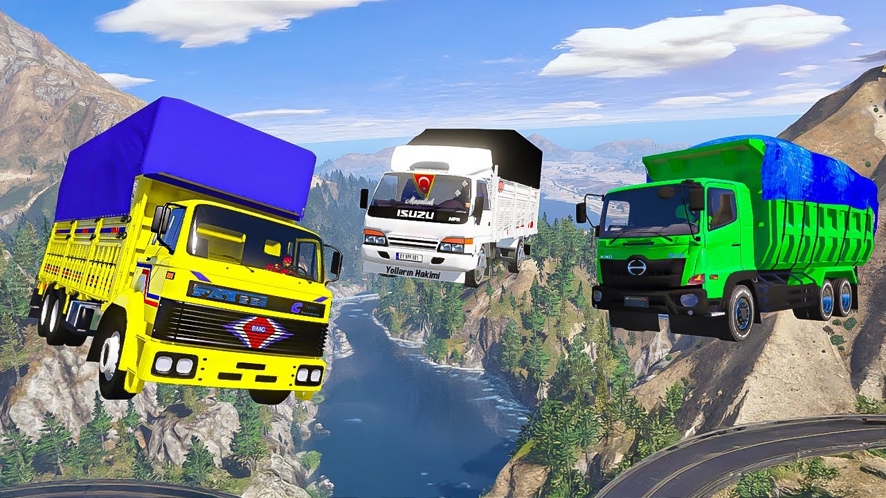 Süper Güçlü Kamyonlar Dağdan İniş Parkurunda Yarışıyor - GTA 5 MODS