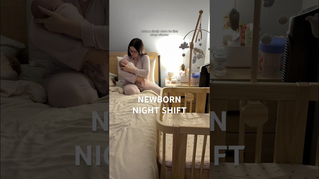 I&rsquo;m on night shift duty with dad back at work 🤍 #newborn #vlog #mom #newbornbaby #nightroutine