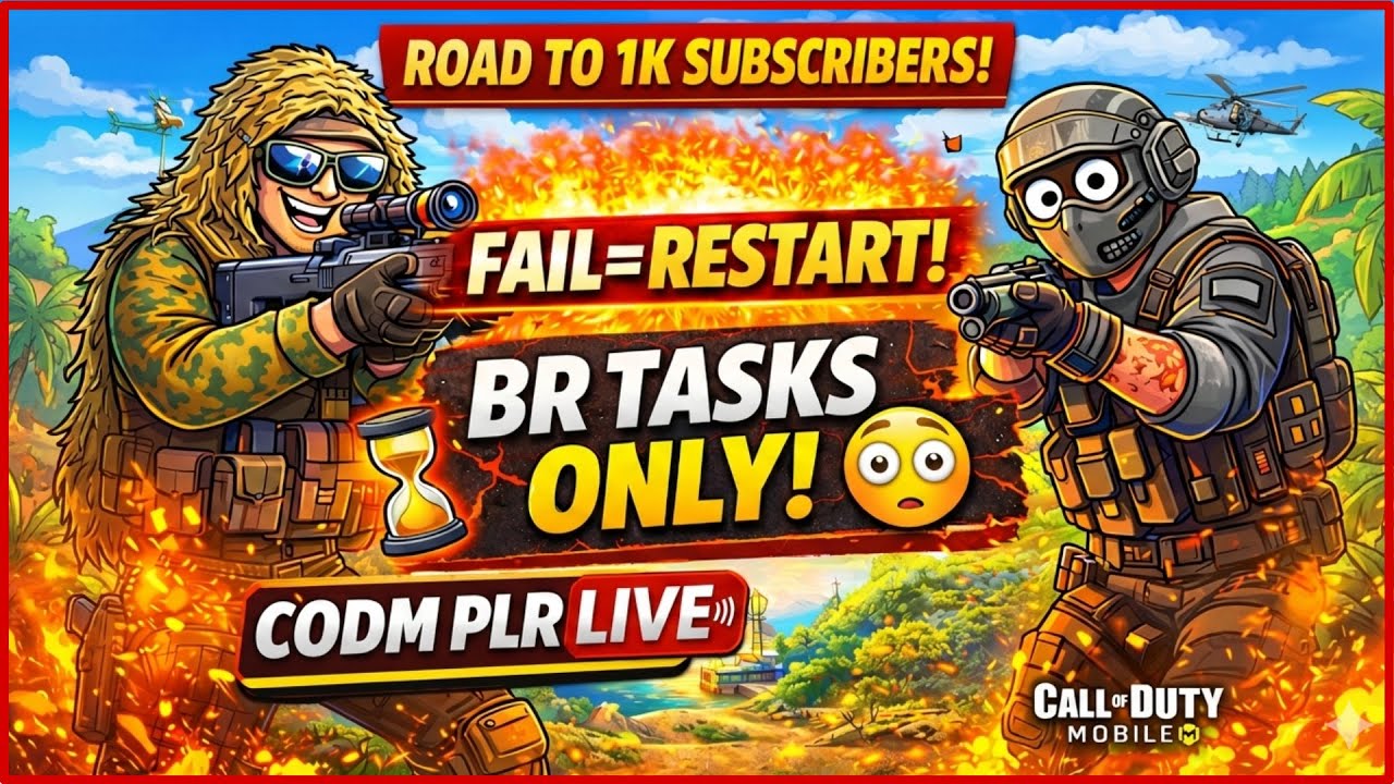 🔴Road to 1K Subs🔥 BR Tasks Only… Fail = Restart 😳 | CODM Battle Royale LIVE | CODM PLR