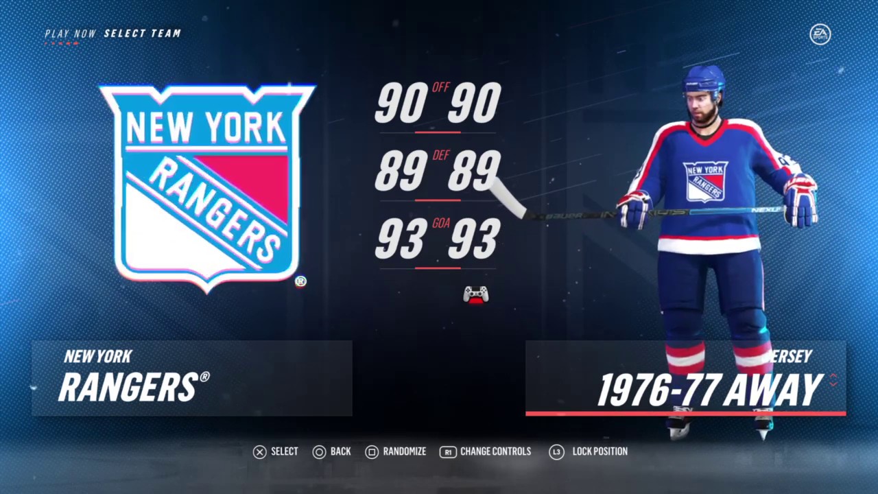 NHL 19 - New York Rangers Uniforms - All Franchise History Uniforms & All Teams Rating