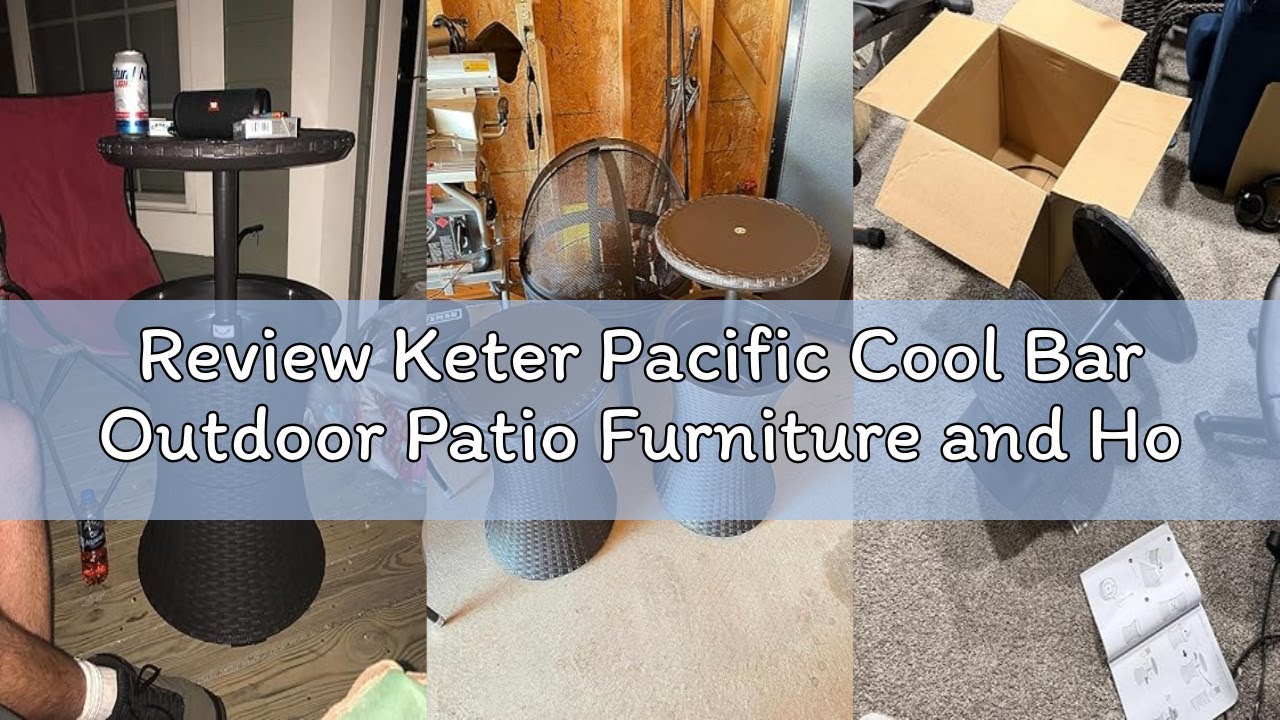 Review Keter Pacific Cool Bar Outdoor Patio Furniture and Hot Tub Side Table with 7.5 Gallon Beer an