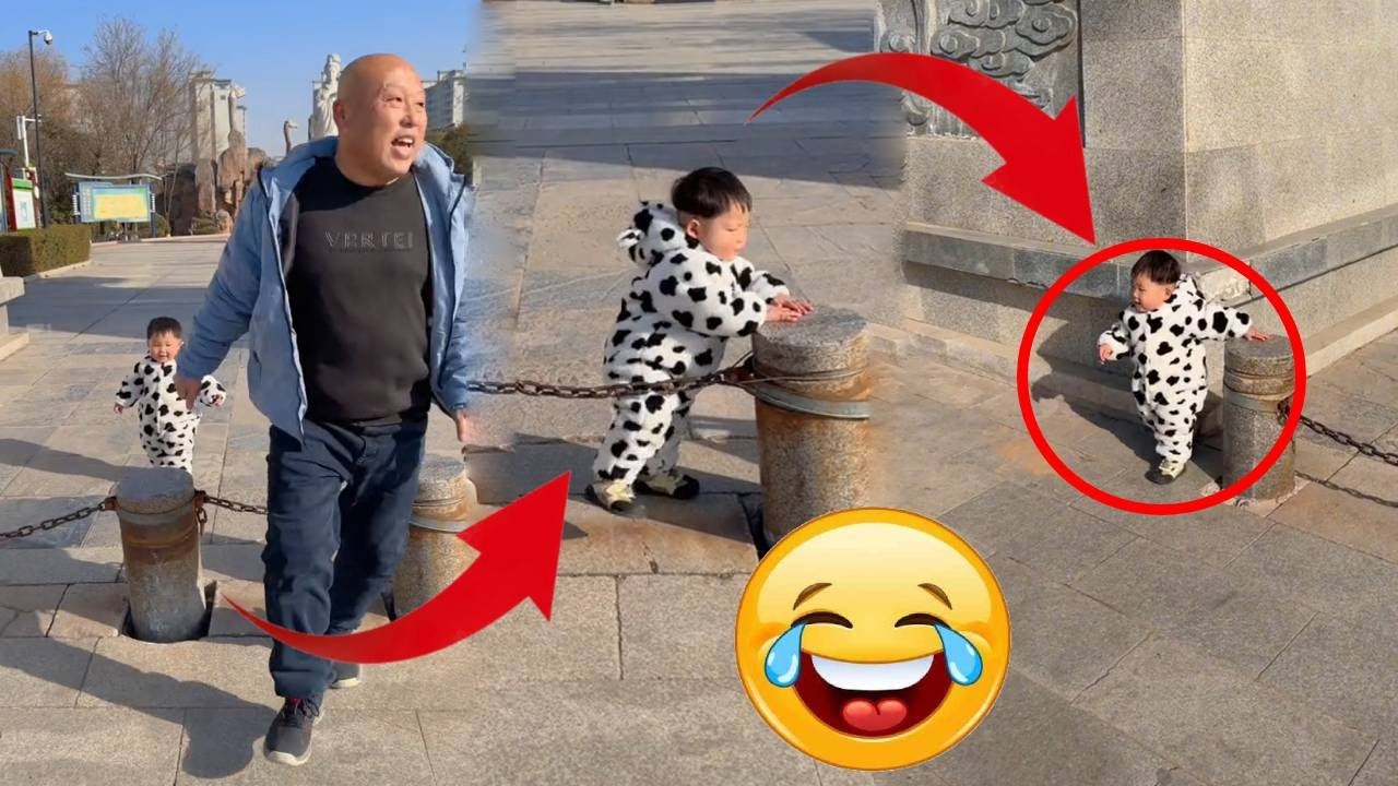 Dad tests baby's reaction, baby finds another way out.