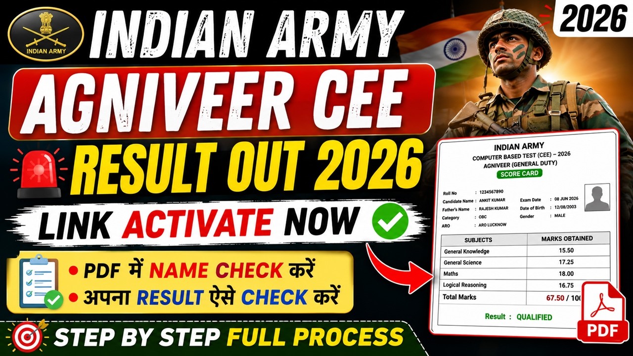Indian Army Agniveer CEE Result 2026 OUT | How to Check Result 2026 with Marks