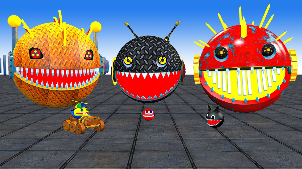MS PACMAN & NEW RED PACMAN VS TWO YELLOW MONSTER PACMAN FIGHTING IN POKEMON #2025