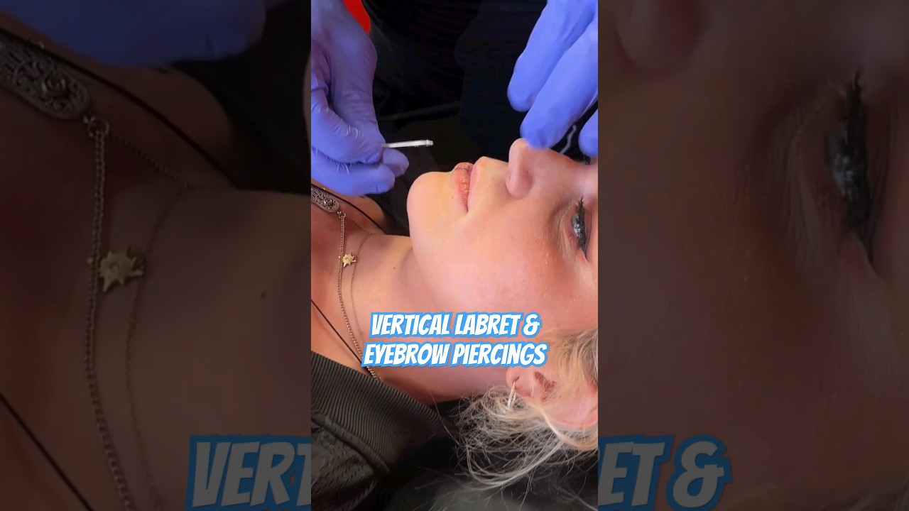 Vertical Labret & Eyebrow Piercings 👄✨ #piercing #shorts