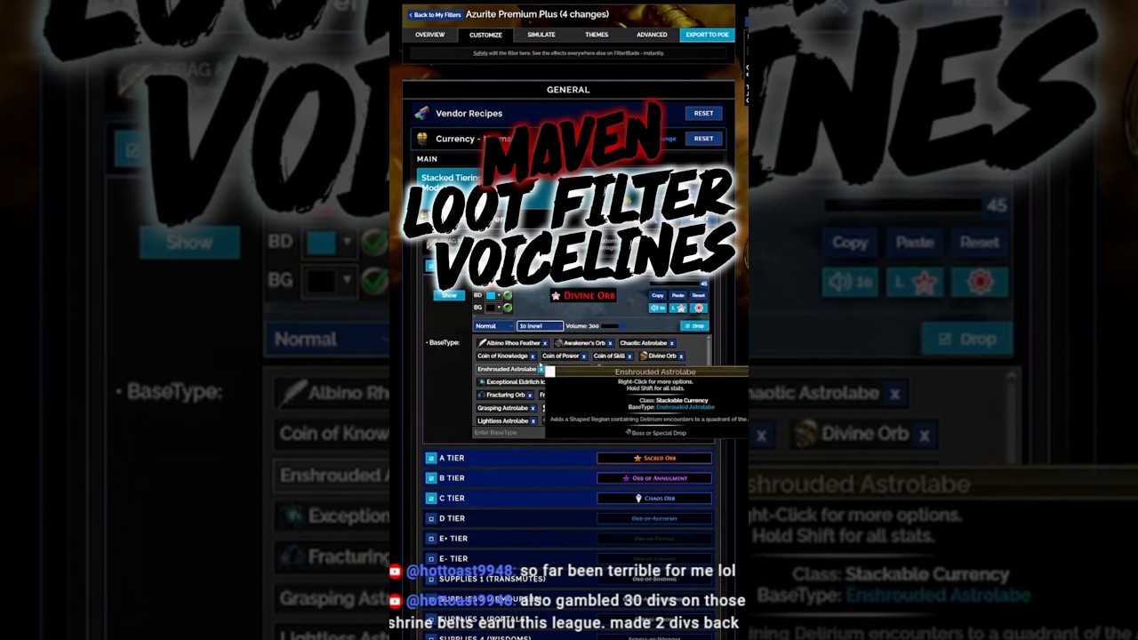 Discovering Maven's Loot Filter Lines | PoE 1 #pathofexile #shorts