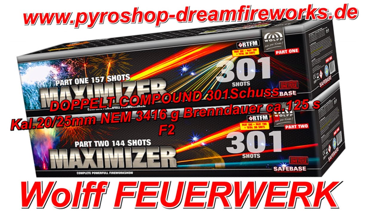 6858 MAXIMIZER - 301 Schuss - Wolff Feuerwerk - www.PYROSHOP-Dreamfireworks.de