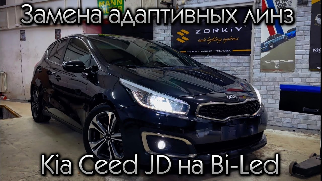 Замена адаптивных линз на Kia Ceed JD на bi-led Zorkiy A50.