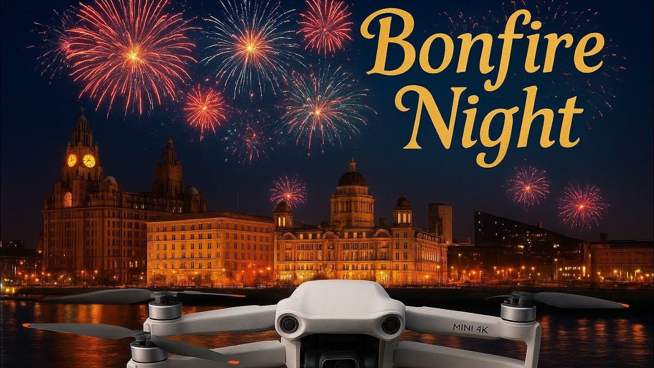 Bonfire Night 2025 in Liverpool | DJI Mini 4K Fireworks & Windy Night