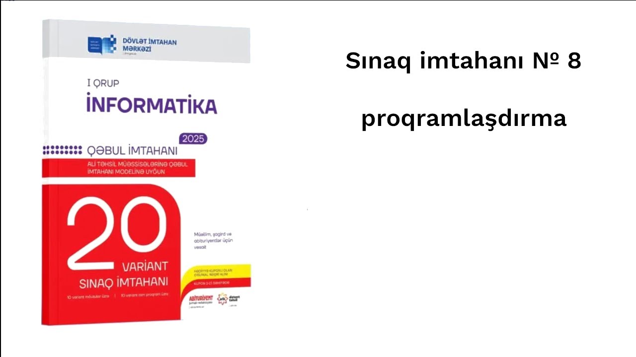 İnformatika 20 variant sınaq imtahanı - sınaq № 8.