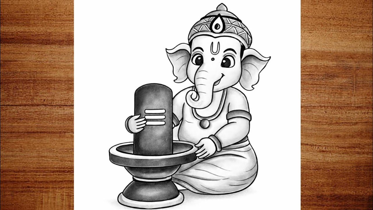 “Shivratri Special Drawing 🙏 | Ganesh Ji Worshipping Shivling | Pencil Art”