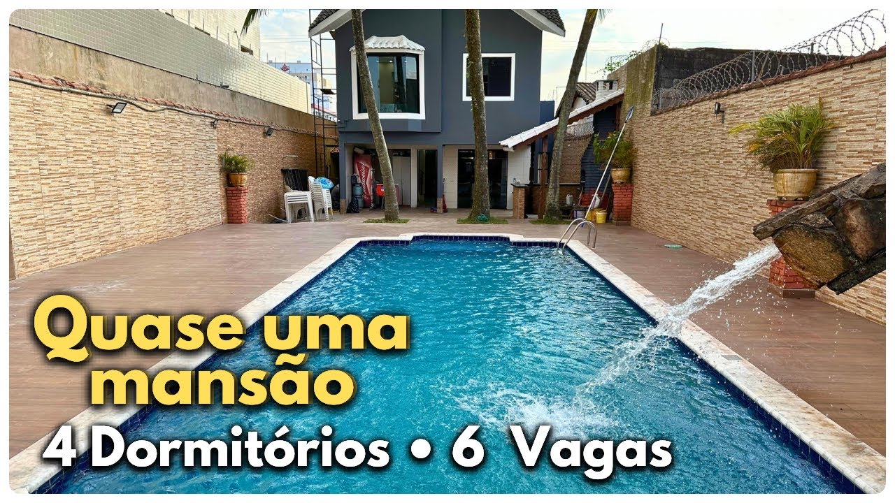 #91 CASA COM 4 DORMITÓRIOS, PISCINA, CHURRASQUEIRA E EDÍCULA EM PRAIA GRANDE - AVIAÇÃO
