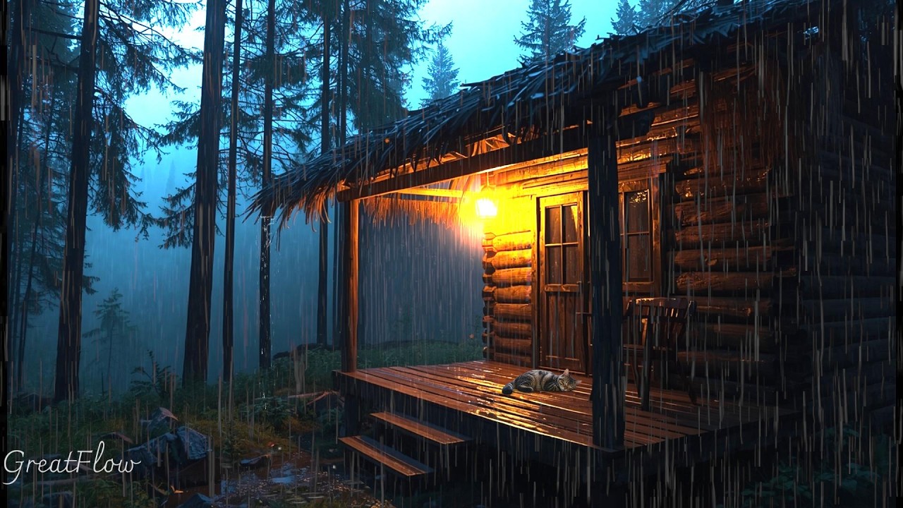 Cozy Cabin Porch Rain Sounds 🌧️ Gentle Night Rain for Deep Sleep