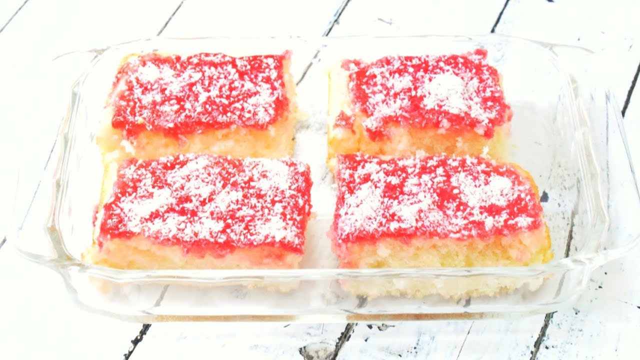 Coconut & Jam Cake Recipe | Eggless Coconut Jam Cake