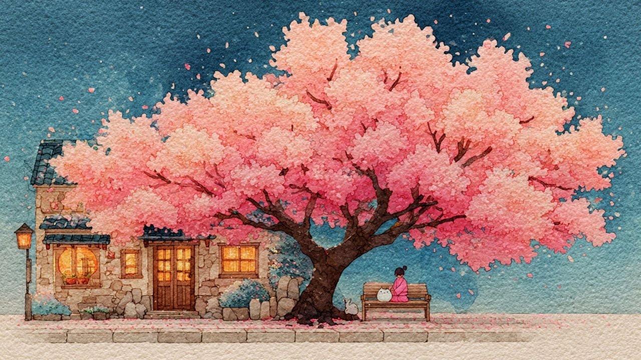 Nostalgic Sakura   Lofi Beats for Reading & Reflection 🌸✨ 🌙 SakuraNights #LofiReading #AsianLofi