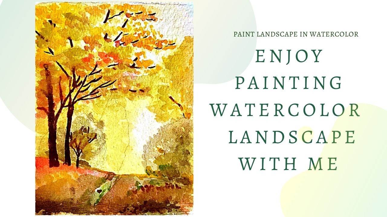 Painting a quiet golden evening |Peaceful nature painting |  Relaxing autumn landscape  |