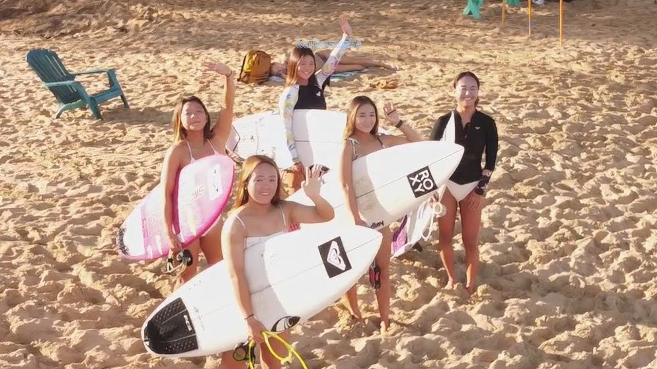 ロキシーガール　ハワイ合宿 Drone 05.Jan.2023 HAWAII Laniakea Northshore surfing ハワイ ラニアケア ノースショア サーフィンドローン 空撮