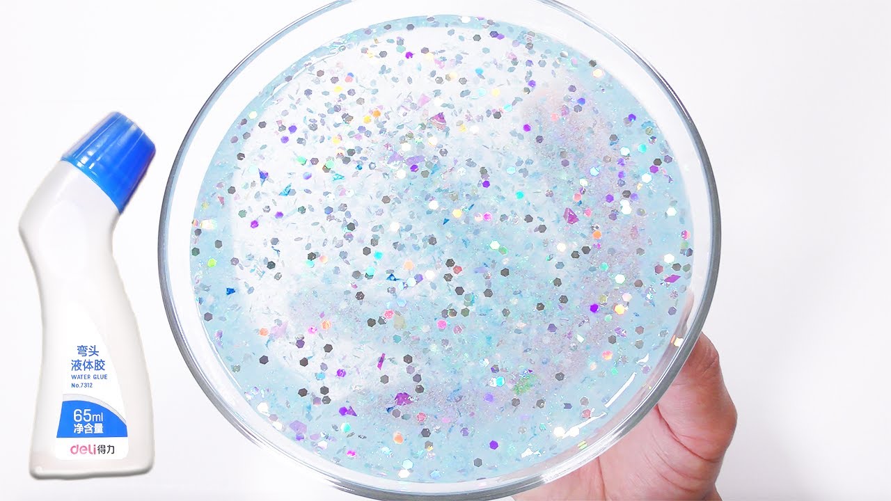 【DIY】中国の液体のりで冬クリアスライム作ってみた【slime ASMR】