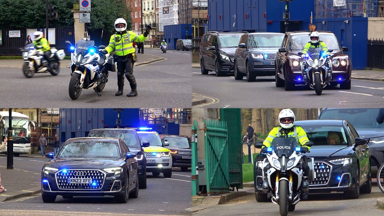 SEG Police escort PM Keir Starmer and Royals in armoured cars through London