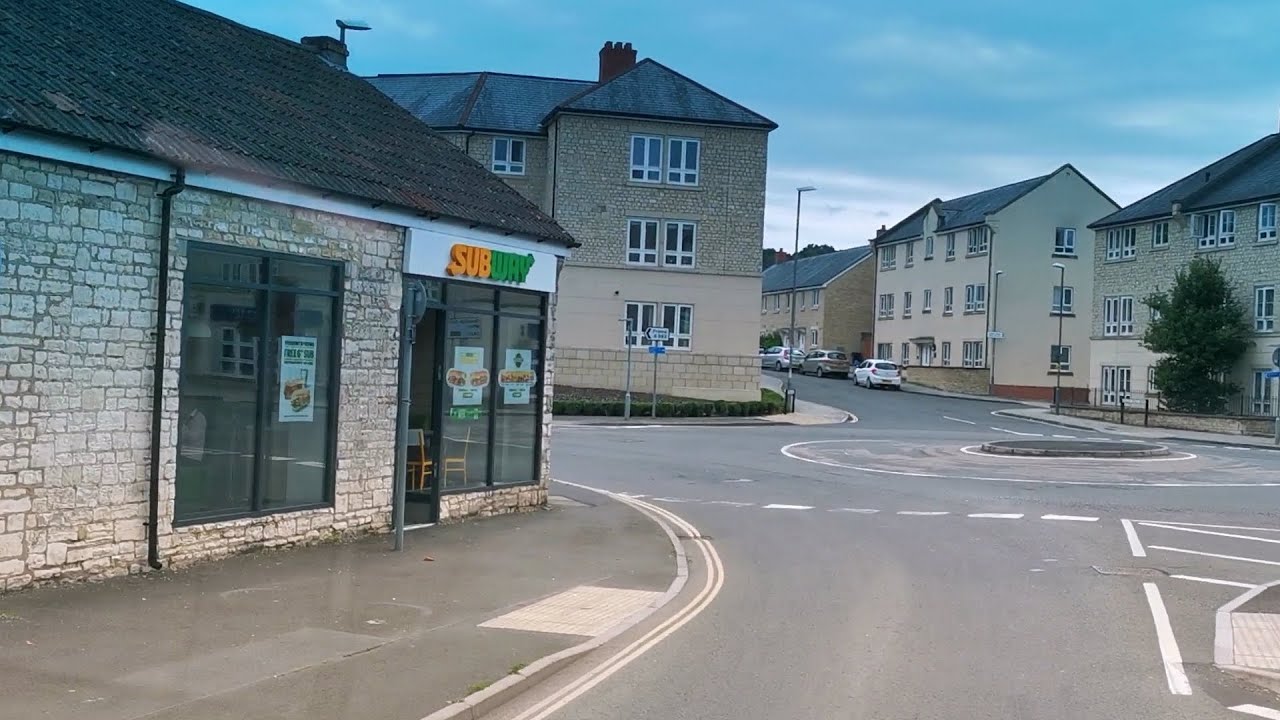 Driving in England. Radstock, Somerset