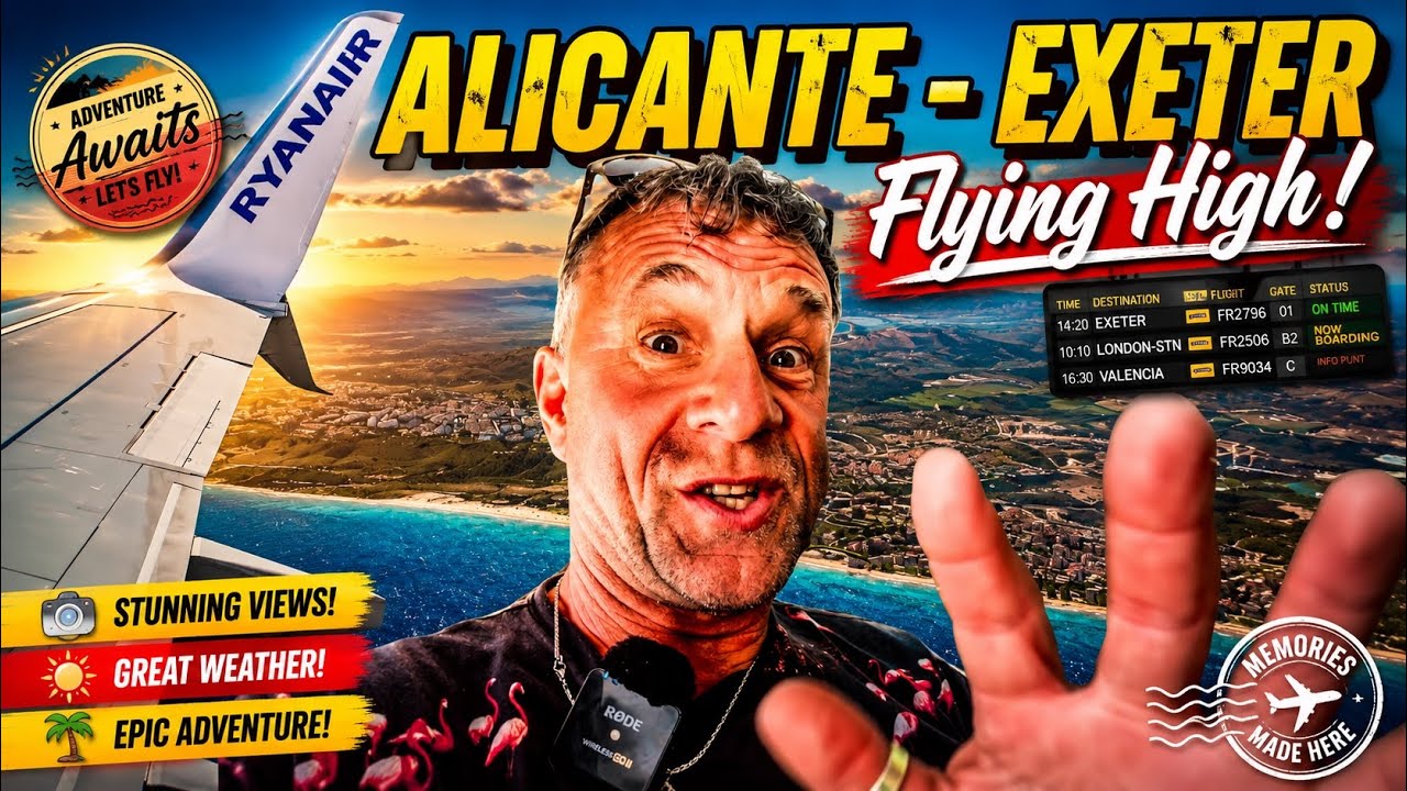 ALICANTE Spain - EXETER UK FLYING Ryanair Airplane Flight (2025)