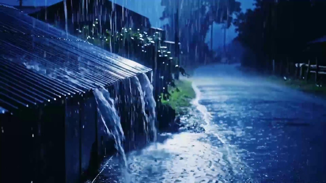 Midnight Rural ASMR: Relentless Heavy Rain Falling Over Quiet Fields and Sleeping Homes 246