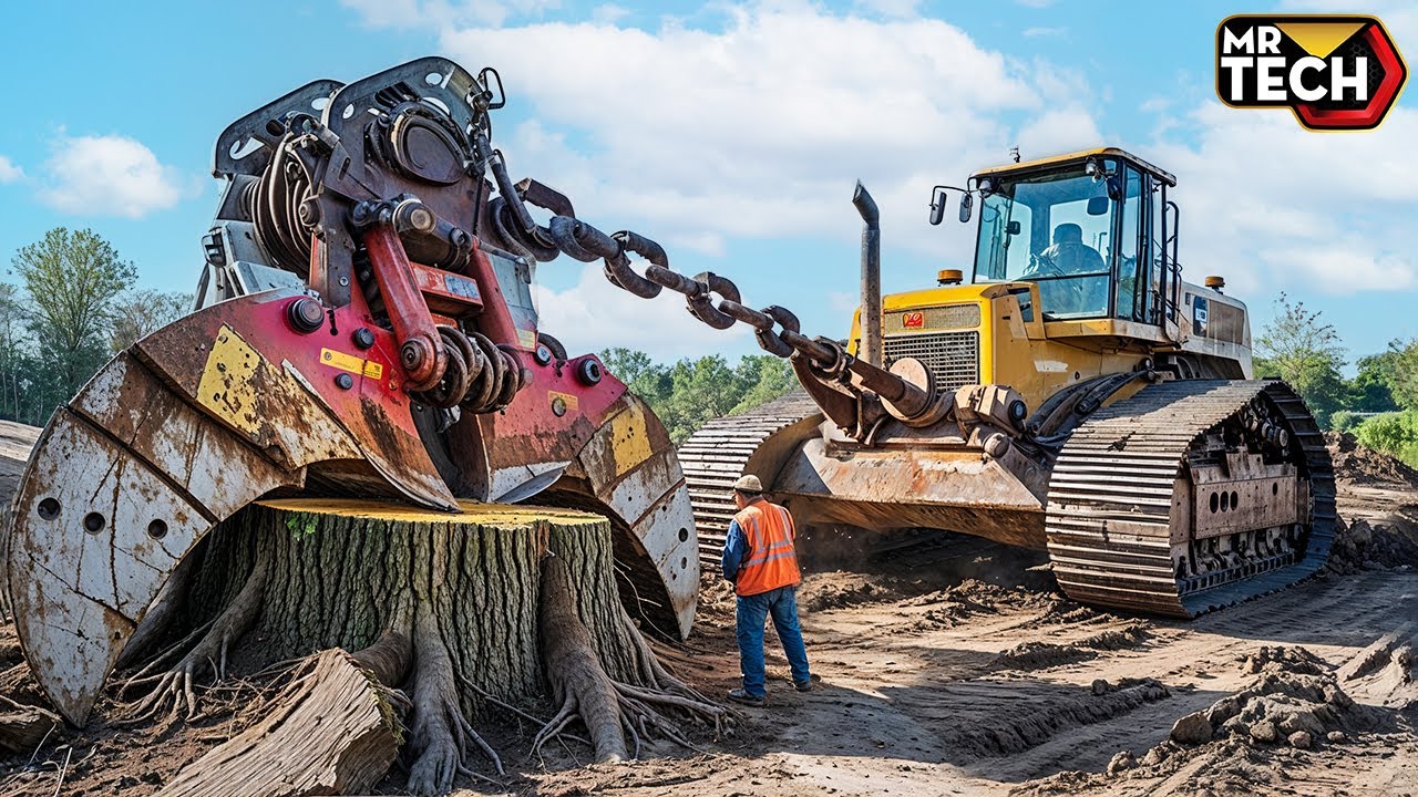 Extreme Dangerous Fastest Big Chainsaw Cutting Tree Machines | Monster Stump Removal Excavator #32