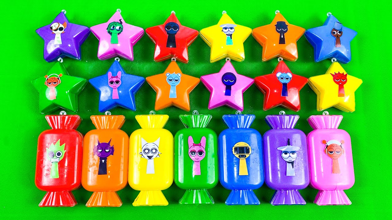 Incredibox Sprunki Slime Surprise! ASMR Clay Unboxing Characters in Rainbow Stars & Candy
