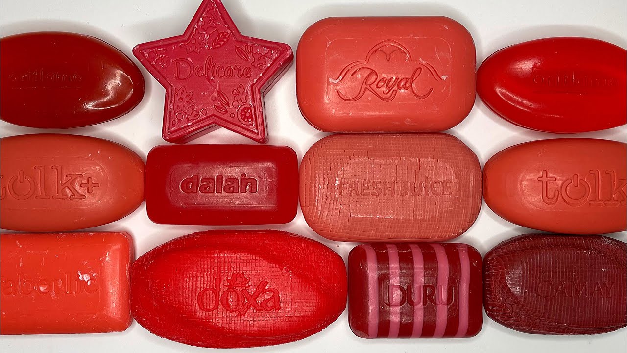 Red Soap set. Soap Cutting ASMR. Relaxing Sounds. Satisfying ASMR Video. Asmr soap. Асмр мыло