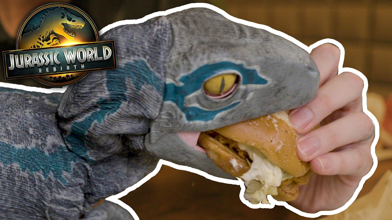 BLUE EATS JURASSIC WORLD BURGERS! - Jurassic World Rebirth