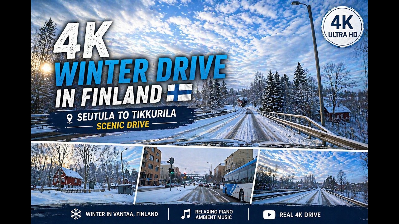 4K Winter Drive in Finland 🇫🇮 | Seutula to Tikkurila Scenic Drive