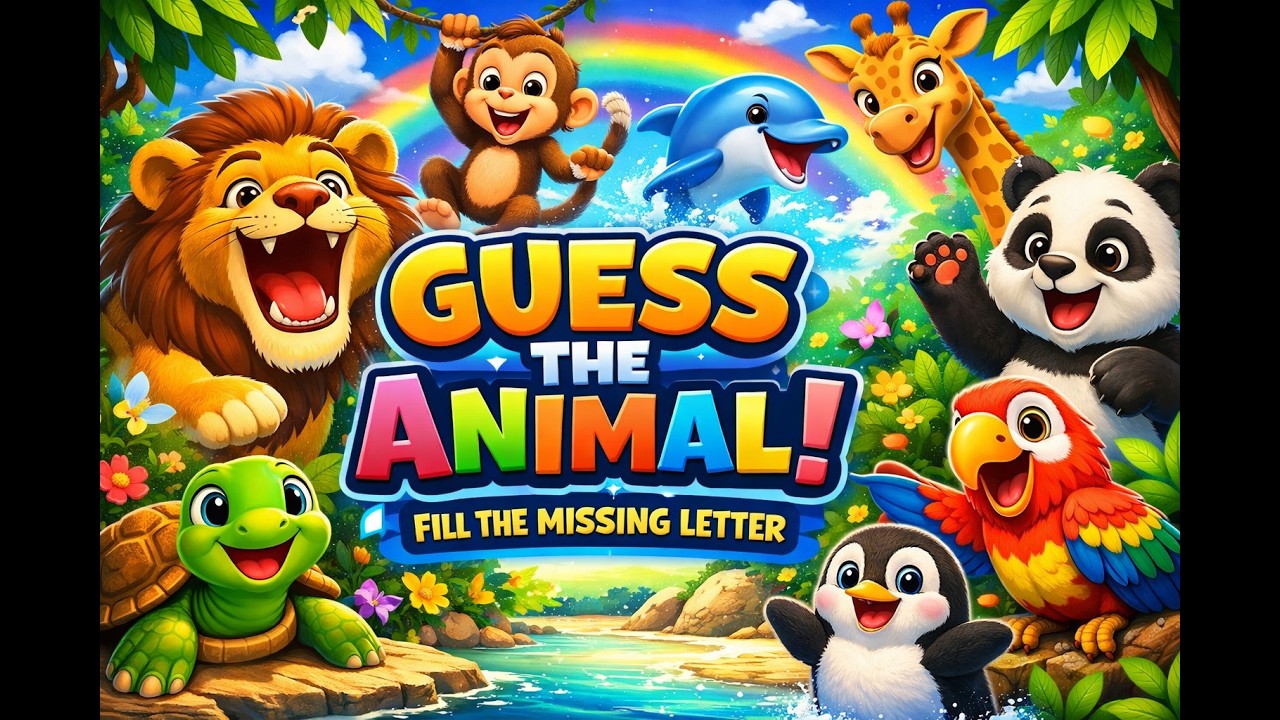 Guess The Animal 🐵🦁 | Fill The Missing Letter Quiz for Kids | Animal Learning Game | #AnimalQuiz