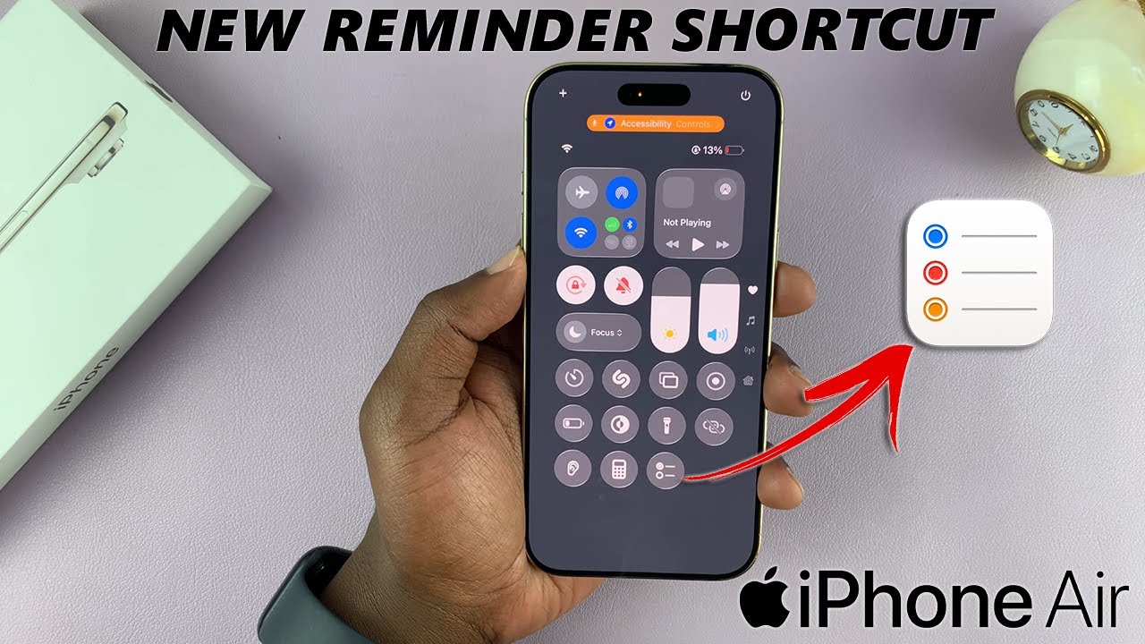 Как добавить новый ярлык для напоминаний в Пункт управления на iPhone Air