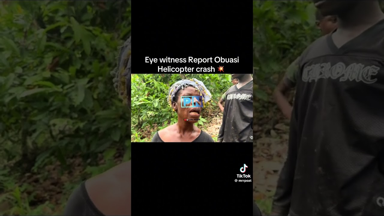 She saw the helicopter crash and catches fire before it exploded. At Obuasi #viral #news #tragedy