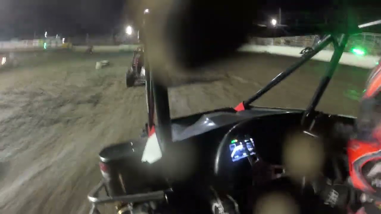 In-car with Frank Flud at Port City Raceway with a little track character.