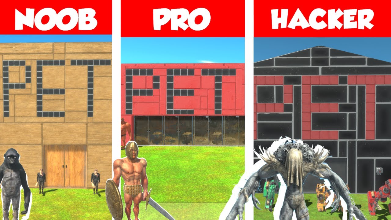 NOOB vs PRO vs HACKER PET SHOP BUILD CHALLENGE in Animal Revolt Battle Simulator