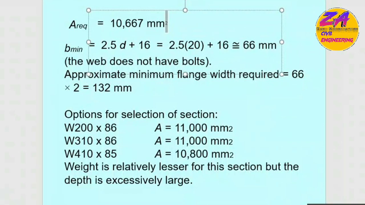 Design W-Section Under Tensile Load || Calculation Shear Leg Factor