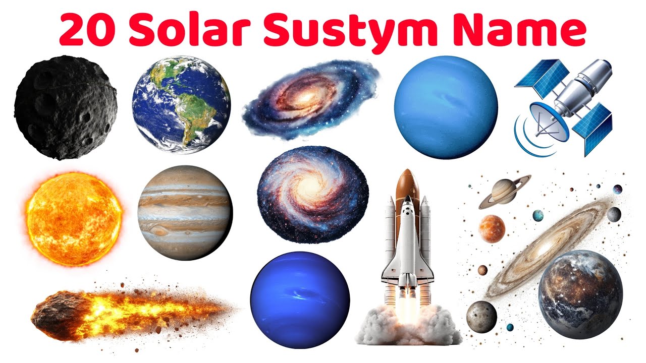 20 सोलर सिस्टम के नाम | Learn 20 Solar System Objects in English | Educational Video