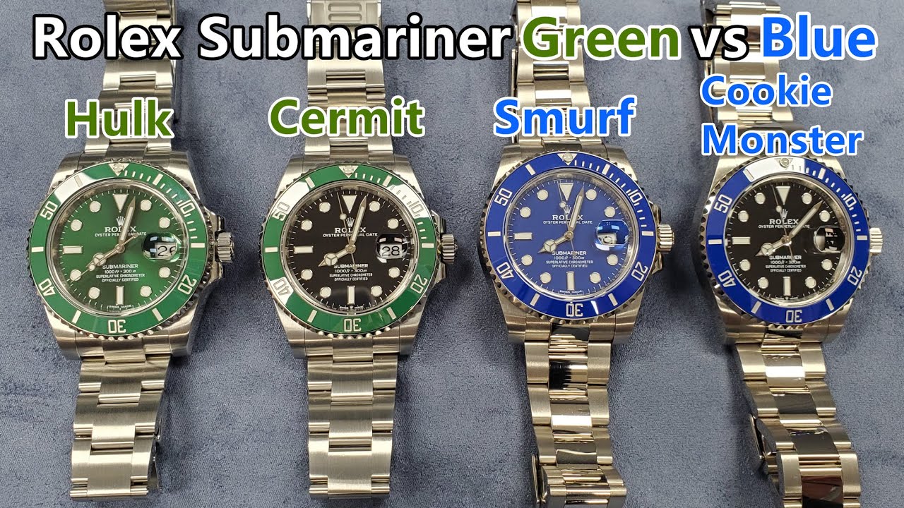 Rolex Submariner Green vs Blue (Hulk, Cermit vs Smurf, Cookie Monster)