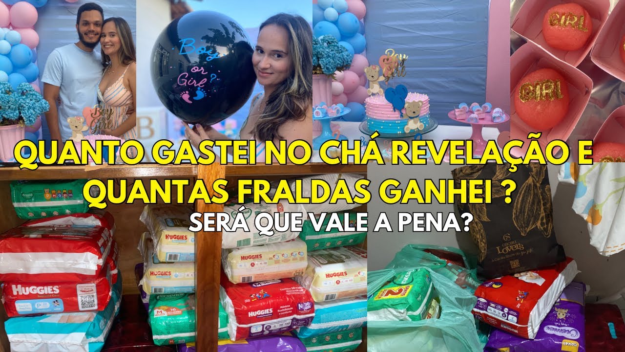 CHÁ REVELAÇÃO QUANTO GASTEI E QUANTAS FRALDAS GANHEI | VEJA ANTES DE FAZER O SEU | Detalhes