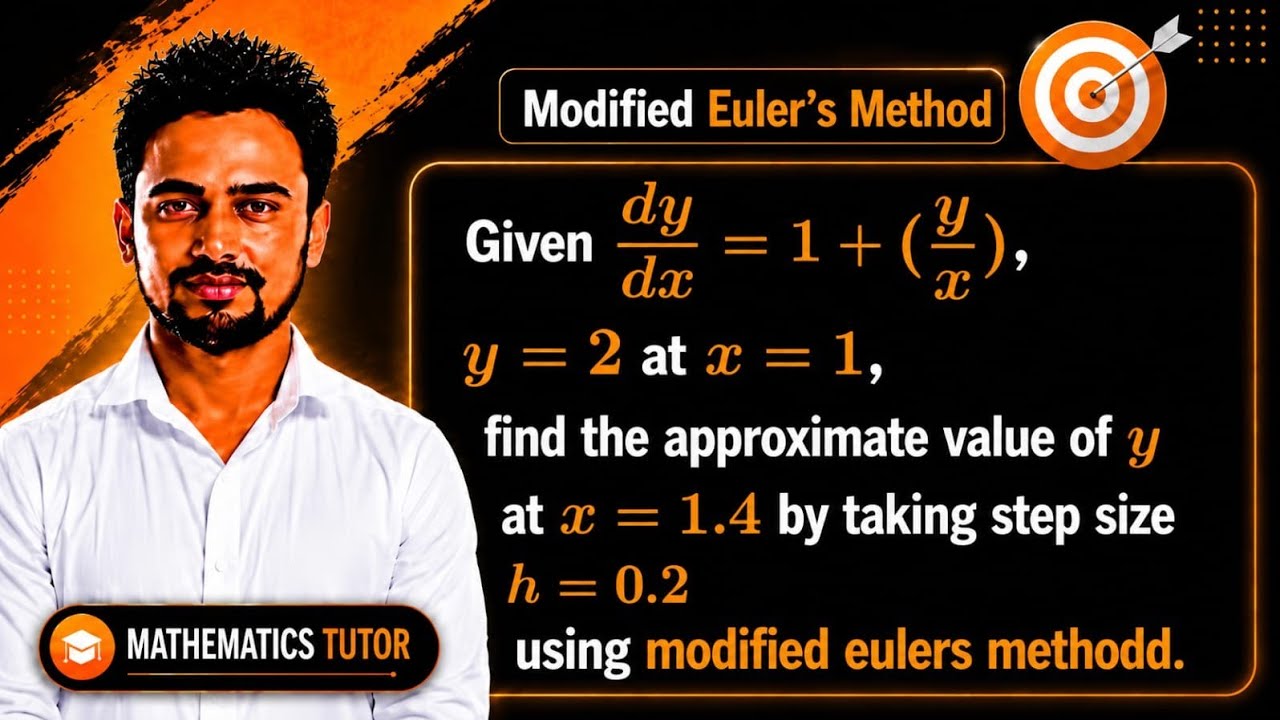 Modified Euler’s Method | Solve dy/dx = 1 + (y/x) | Find y(1.4) Step-by-Step
