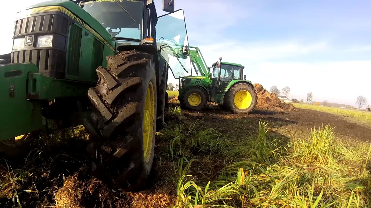 Jesienne wożenie obornika 2017,Wtopa Johan Deere 6300