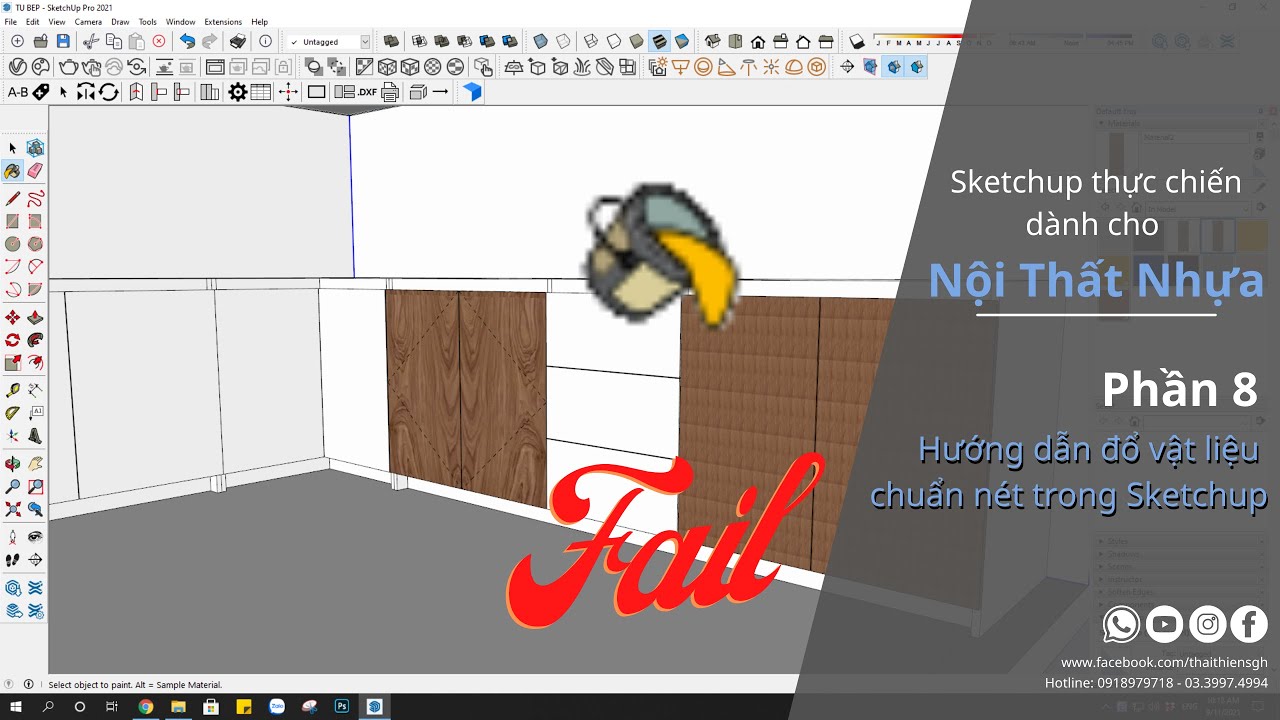 [Sketchup 3D] Phần 8 - Hướng dẫn đổ vật liệu chuẩn nét trong Sketchup