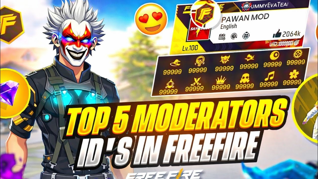 Top 5 Free Fire Moderator IDs 😱 | Real Moderator ID in Free Fire | FF Secret Accounts