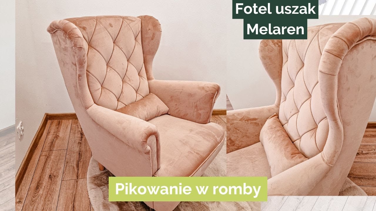 Fotel uszak Melaren - oparcie pikowane w romby - Meble-NORTH.pl