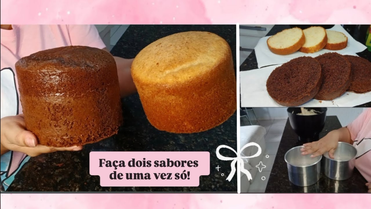 2 EM 1 MASSA DE CHOCOLATE E BAUNILHA COM A MESMA BASE! Massa alta! Simples e prático.