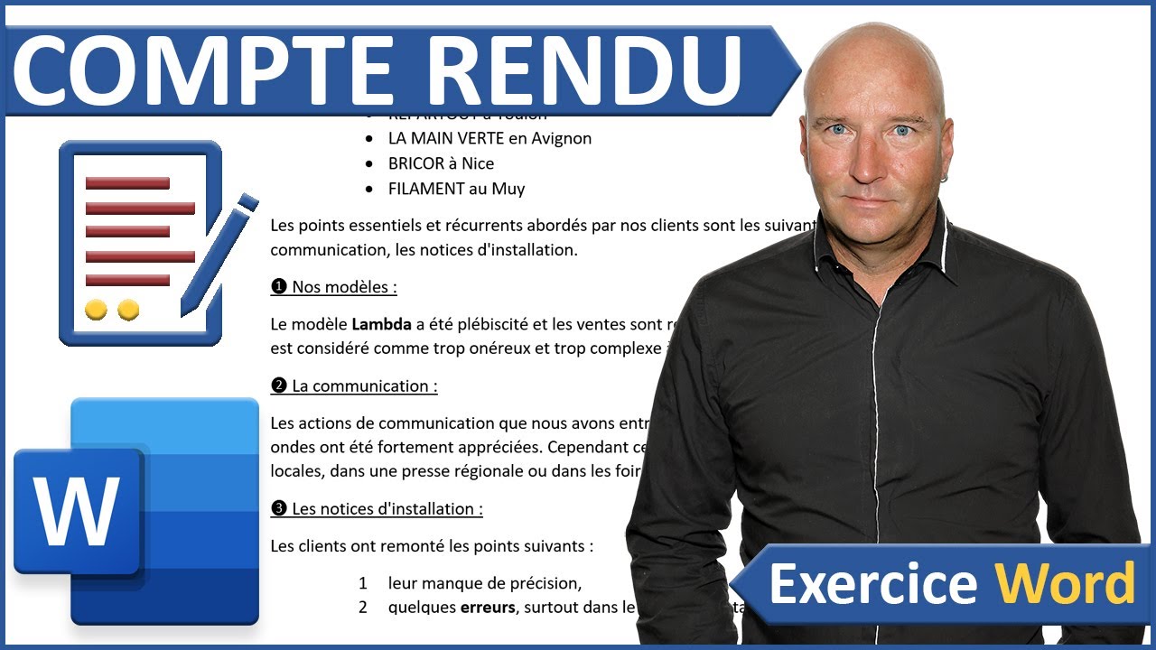 Compte rendu, exercice Word débutant