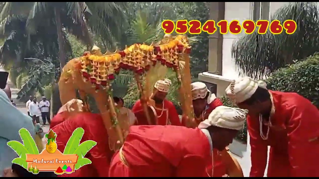 Bridal pallaku with Entry smoke pots for wedding by Madurai Events